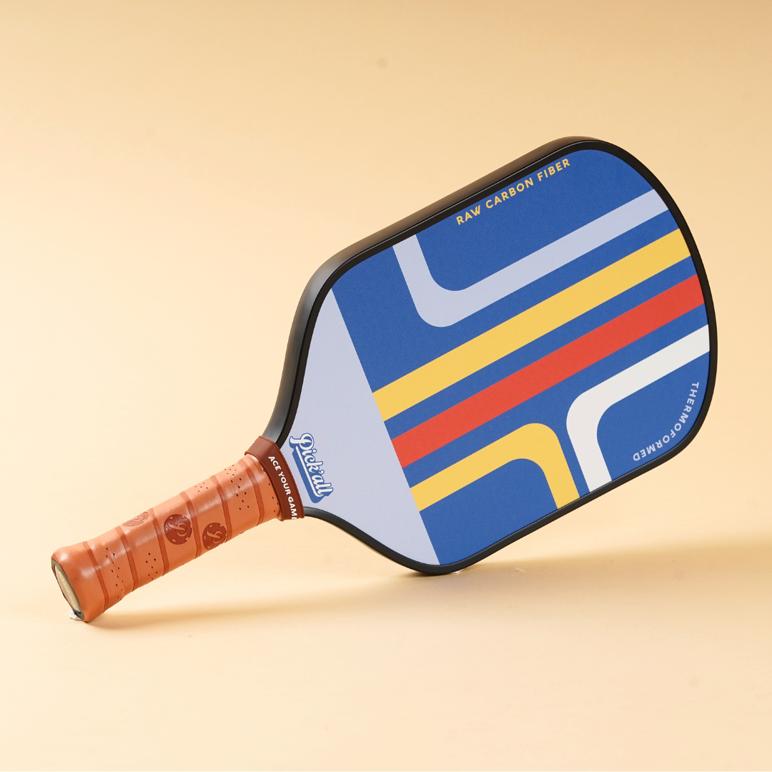Pick’all Raw Carbon Fiber Strong Spin & Power Surface Thermoformed Wide Face 16MM Advanced Series Pickleball Paddle - Edge