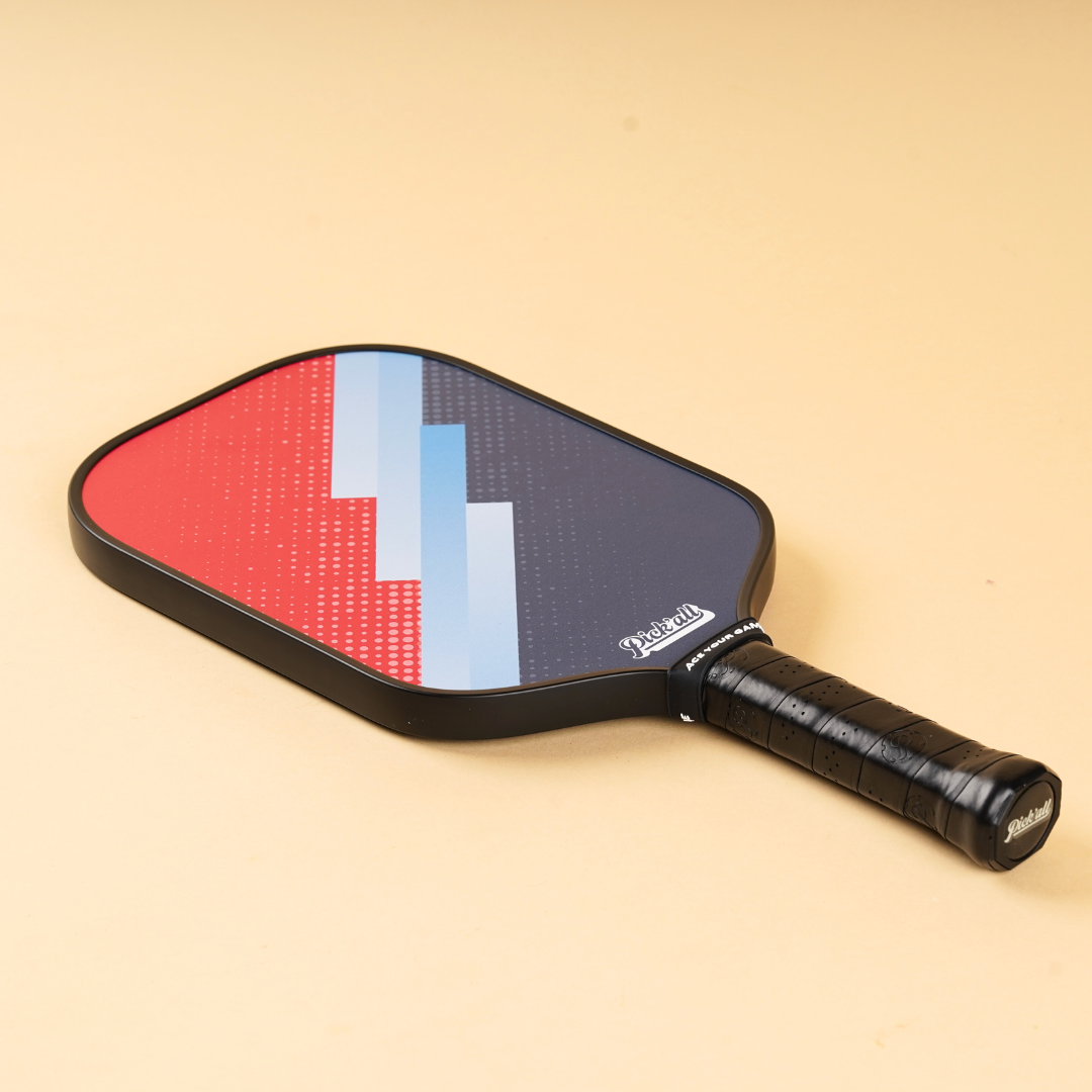 Pick’all Raw Carbon Fiber Strong Spin & Power Surface Thermoformed Long Face 16MM Ace Series Pickleball Paddle - Flash