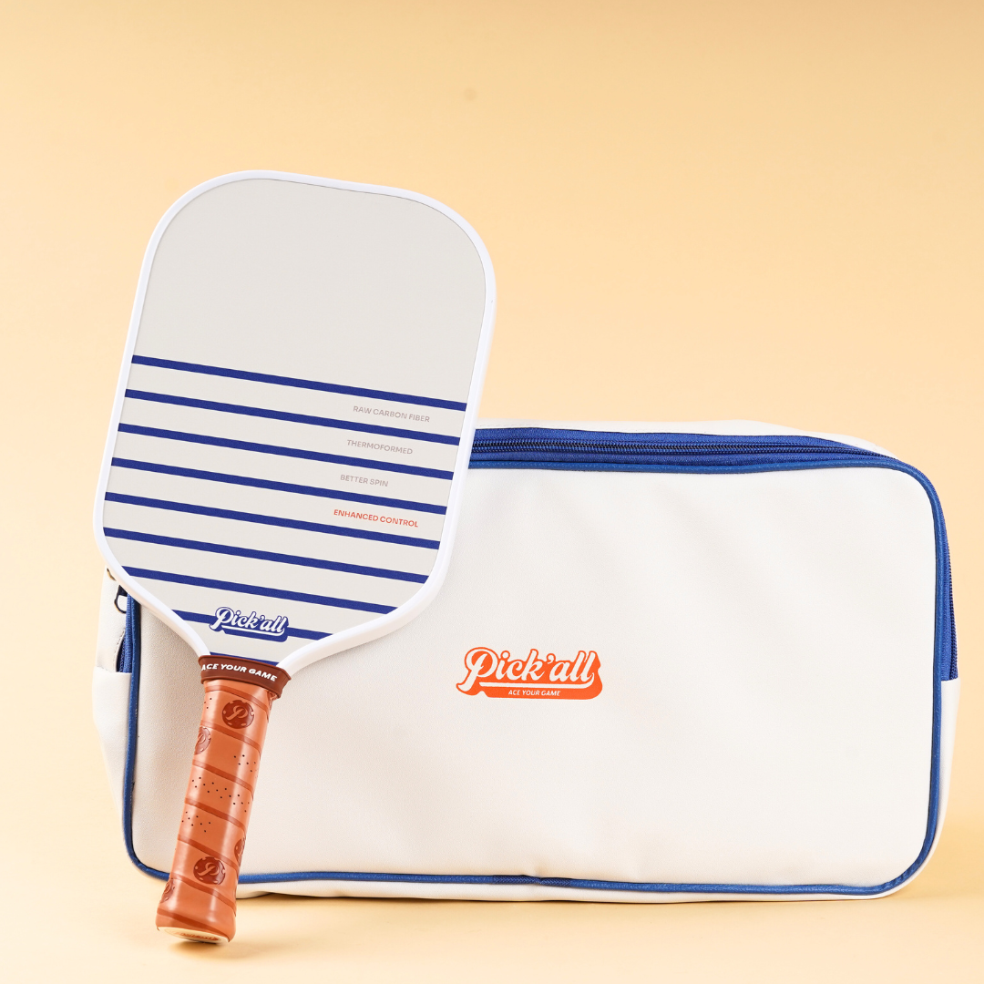 Pick’all Raw Carbon Fiber Strong Spin & Power Surface | Thermoformed Long Face 16MM Ace Series Pickleball Paddle - Nautics