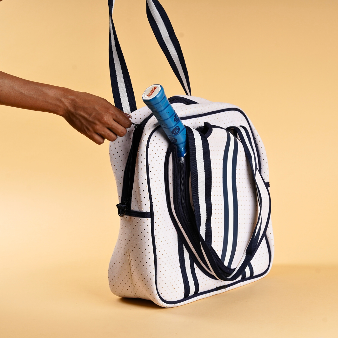 Pick'all Pickleball Bag with Integrated Paddle Cover - White