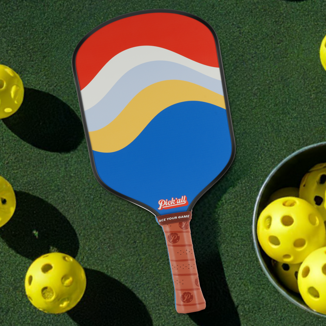 Pick’all Raw Carbon Fiber Strong Spin & Power Surface Thermoformed Wide Face 16MM Advanced Series Pickleball Paddle - Edge