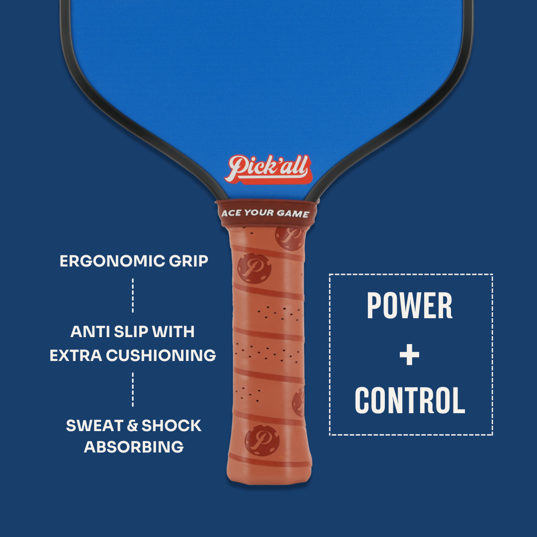 Pick’all Raw Carbon Fiber Strong Spin & Power Surface Thermoformed Wide Face 16MM Advanced Series Pickleball Paddle - Edge