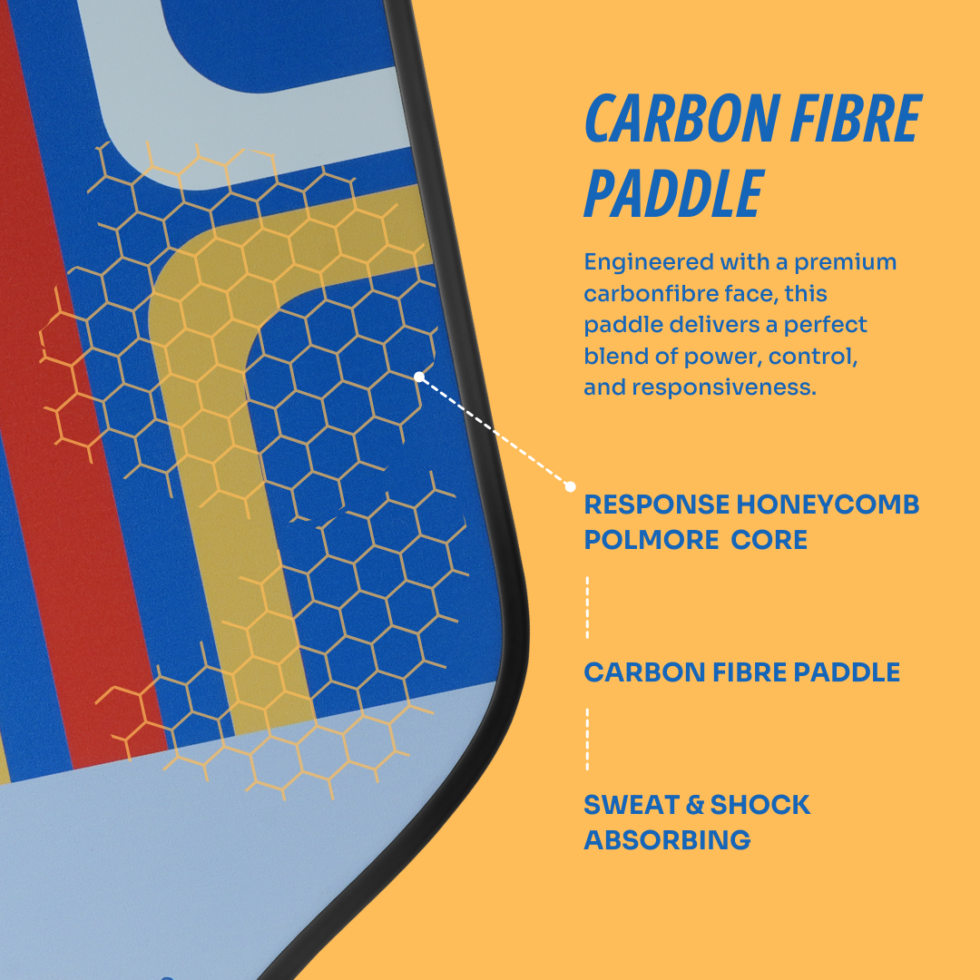 Pick’all Raw Carbon Fiber Strong Spin & Power Surface Thermoformed Wide Face 16MM Advanced Series Pickleball Paddle - Edge