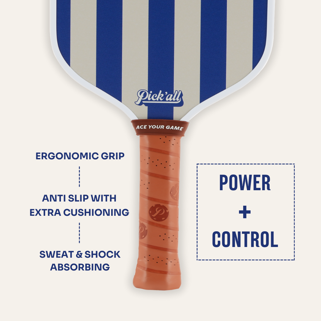 Pick’all Raw Carbon Fiber Strong Spin & Power Surface | Thermoformed Long Face 16MM Ace Series Pickleball Paddle - Nautics