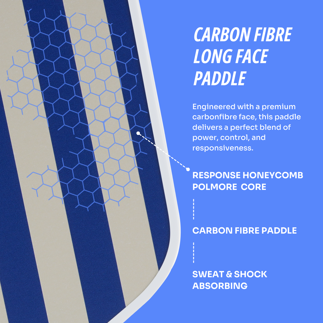 Pick’all Raw Carbon Fiber Strong Spin & Power Surface | Thermoformed Long Face 16MM Ace Series Pickleball Paddle - Nautics