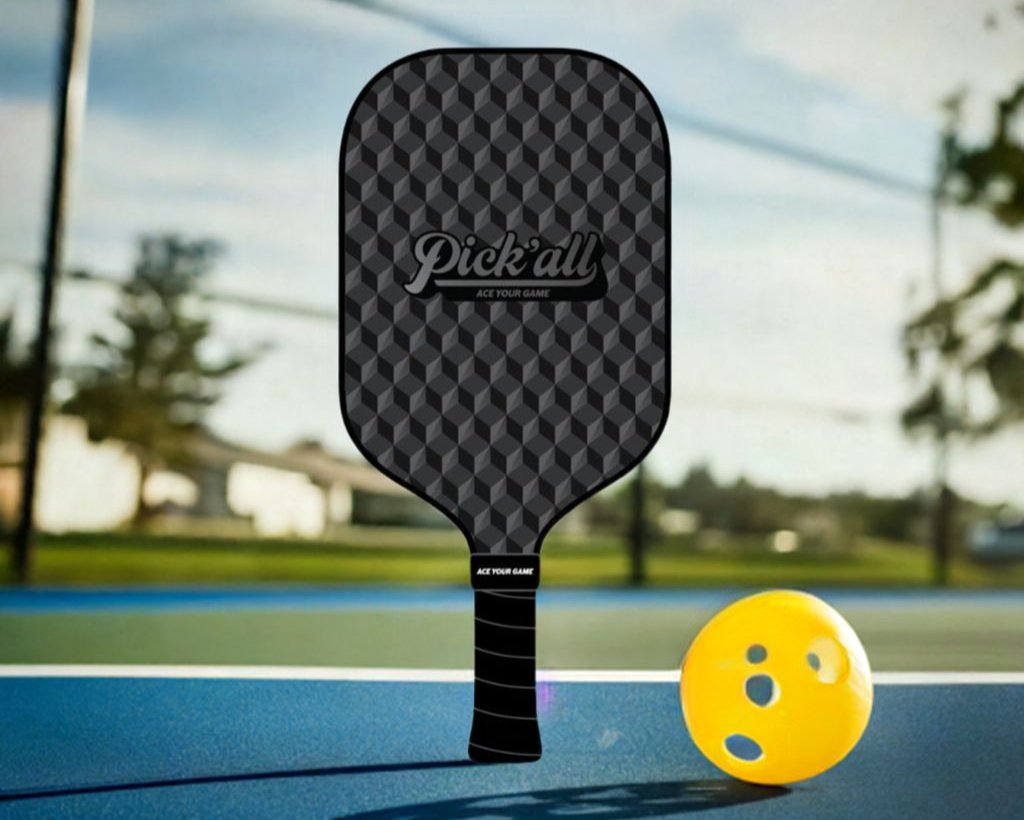 Pick’all T700 Raw Carbon Fiber High Grit & Spin, Friction Surface with Power | Thermoformed Long Face 16MM Pro+ Series Pickleball Paddle - Interstellar