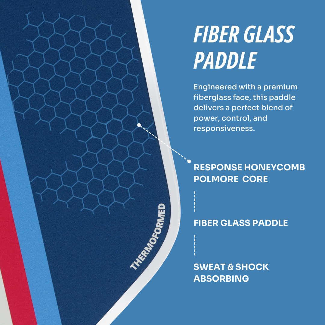 Pick’all Fiber Glass Power + Control + Spin Thermoformed Wide Face 16MM Leisure Series Pickleball Paddle - Winning Streak