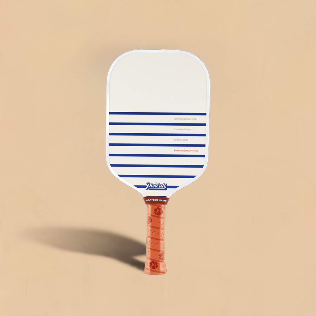 Pick’all Raw Carbon Fiber Strong Spin & Power Surface | Thermoformed Long Face 16MM Ace Series Pickleball Paddle - Nautics