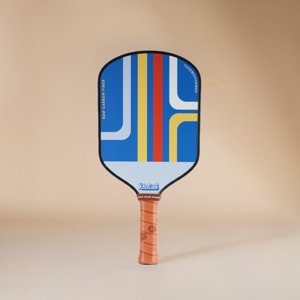 Pick’all Raw Carbon Fiber Strong Spin & Power Surface Thermoformed Wide Face 16MM Advanced Series Pickleball Paddle - Edge