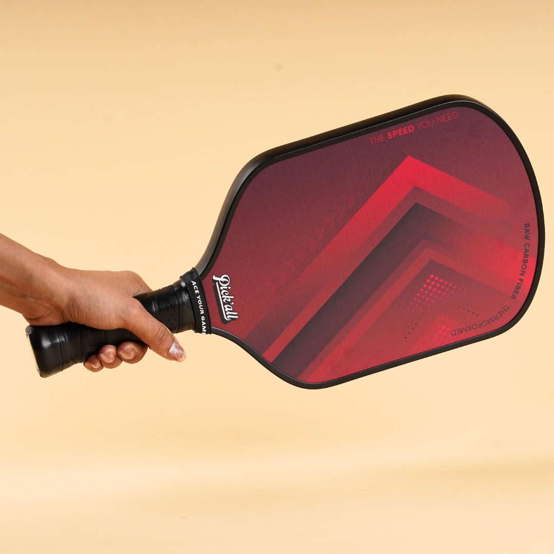 Pick’all Raw Carbon Fiber Strong Spin & Power Surface | Thermoformed Wide Face 16MM Advanced Series Pickleball Paddle - Turbo Strike