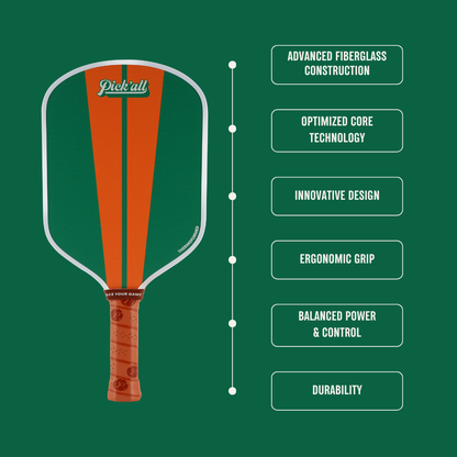 Pick’all Fiber Glass Thermoformed Wide Face 16MM Leisure Series Pickleball Paddle Courtside