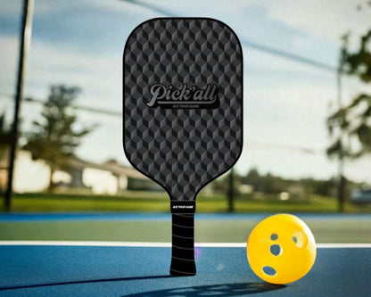 Pick’all T700 Raw Carbon Fiber High Grit & Spin, Friction Surface with Power | Thermoformed Long Face 16MM Pro+ Series Pickleball Paddle - Interstellar