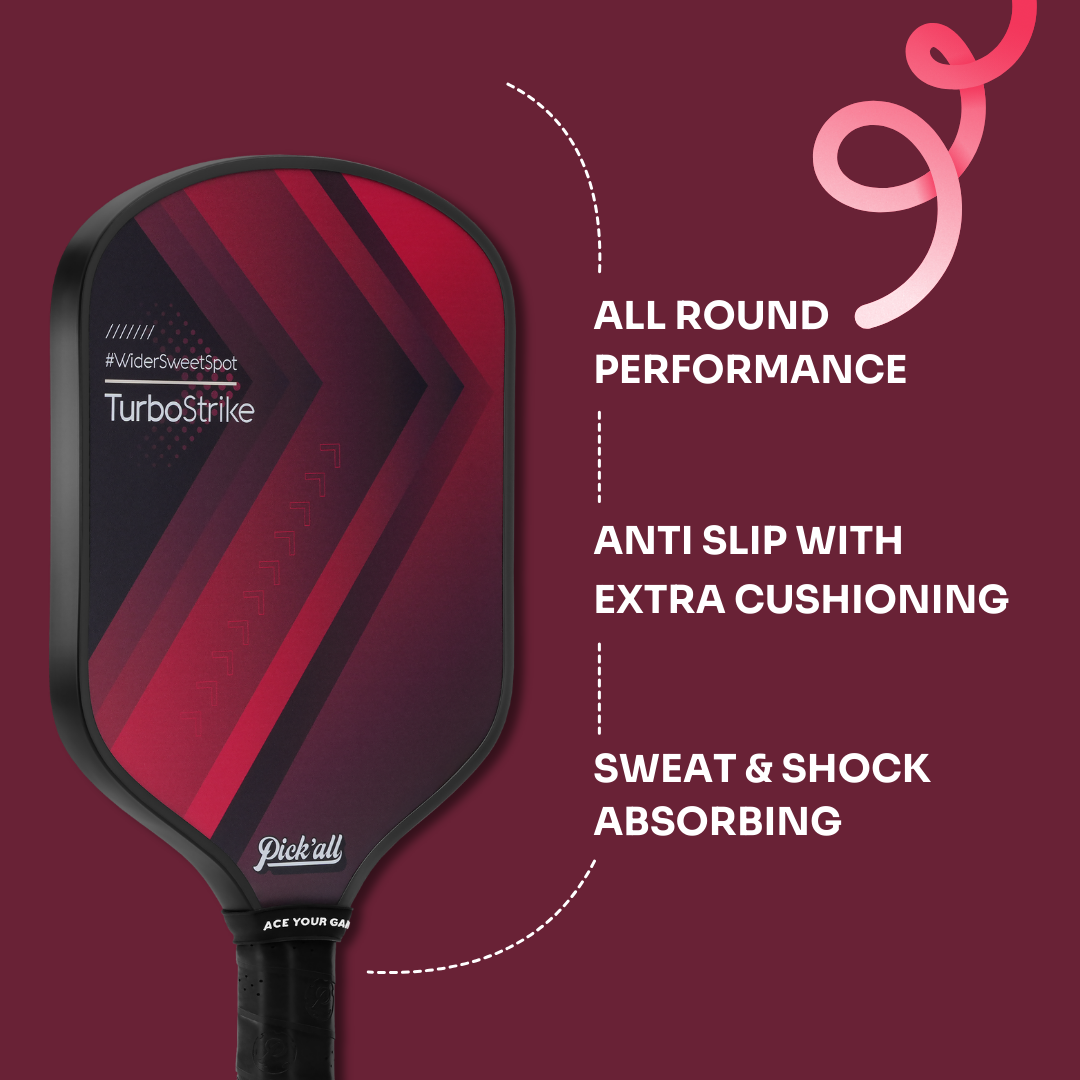 Pick’all Raw Carbon Fiber Strong Spin & Power Surface | Thermoformed Wide Face 16MM Advanced Series Pickleball Paddle - Turbo Strike