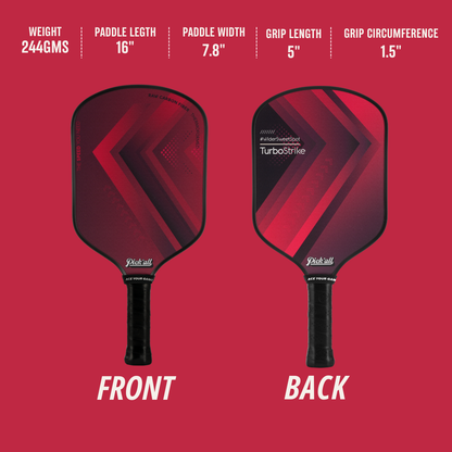 Pick’all Raw Carbon Fiber Strong Spin & Power Surface | Thermoformed Wide Face 16MM Advanced Series Pickleball Paddle - Turbo Strike