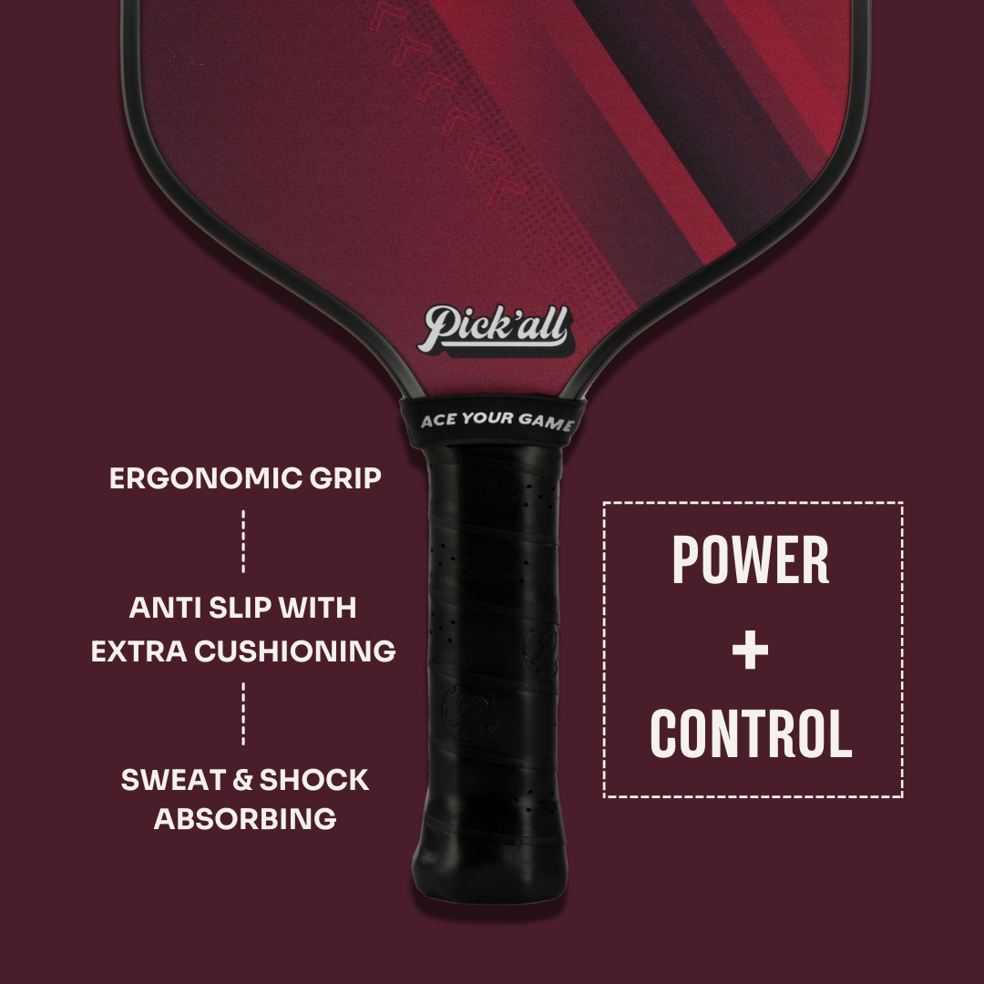 Pick’all Raw Carbon Fiber Strong Spin & Power Surface | Thermoformed Wide Face 16MM Advanced Series Pickleball Paddle - Turbo Strike